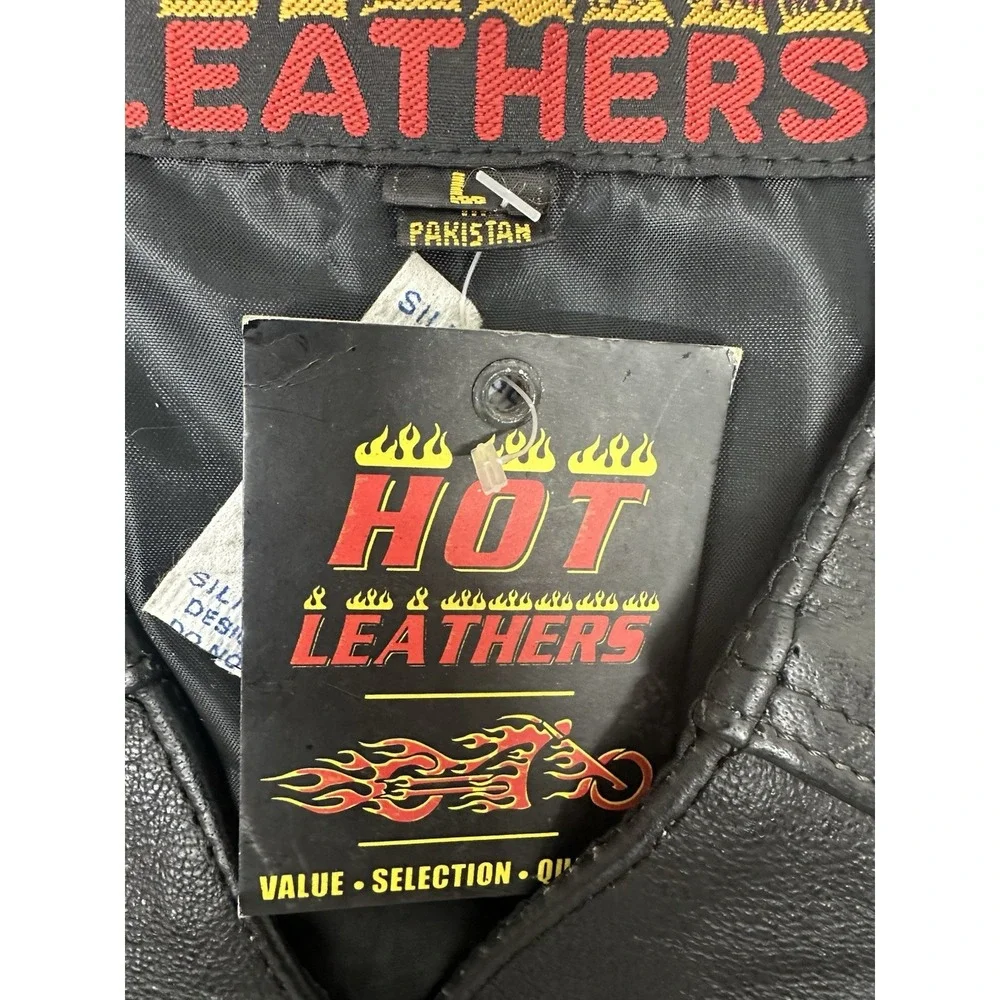 HOT LEATHER‎ VEST  SIZE LARGE   VERY BLACK 100%  leather outer shell